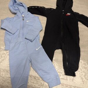 Nike baby boy bundle. Light blue set and black one piece. 9 month